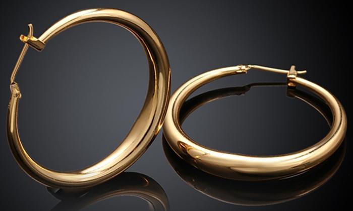 Italian-Made Gold Plated French Lock Hoop Earrings