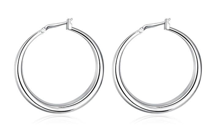 Italian-Made Gold Plated French Lock Hoop Earrings