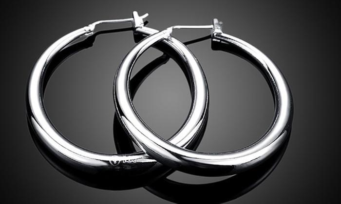 Italian-Made Gold Plated French Lock Hoop Earrings