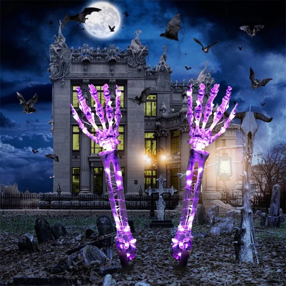 Glowing Skeleton Hand: Halloween Outdoor Garden and Graveyard Decor