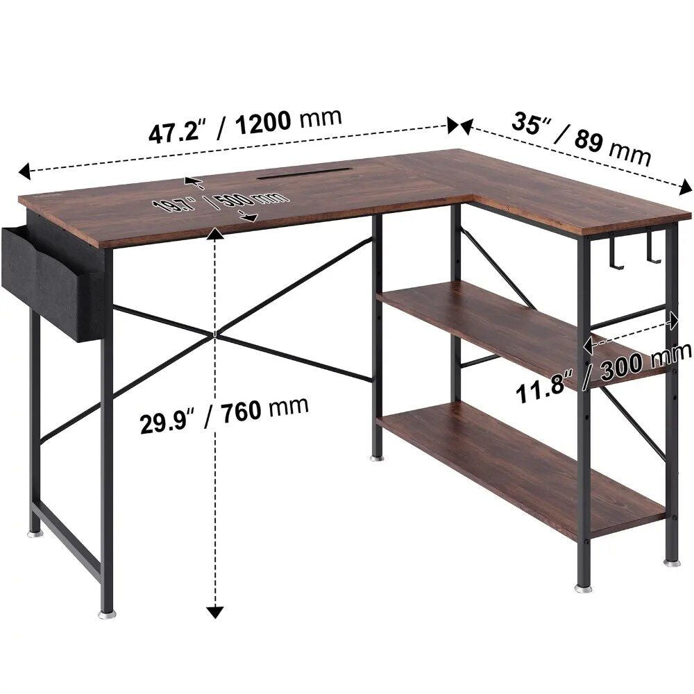 Efficient L-Shaped Computer Desk: Corner Workstation with Shelves and Storage