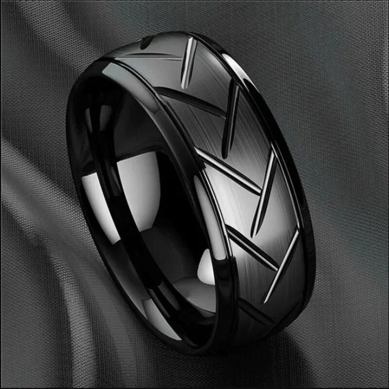 Modern Black Titanium Stainless Steel Wedding Band for Men and Women