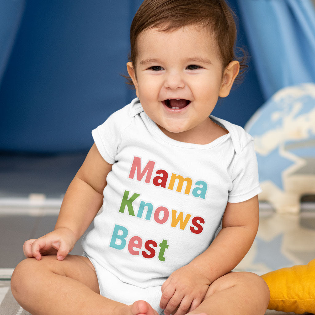 Mama Knows Best Baby Jersey Onesie - Colorful Baby Bodysuit - Cute Baby One-Piece