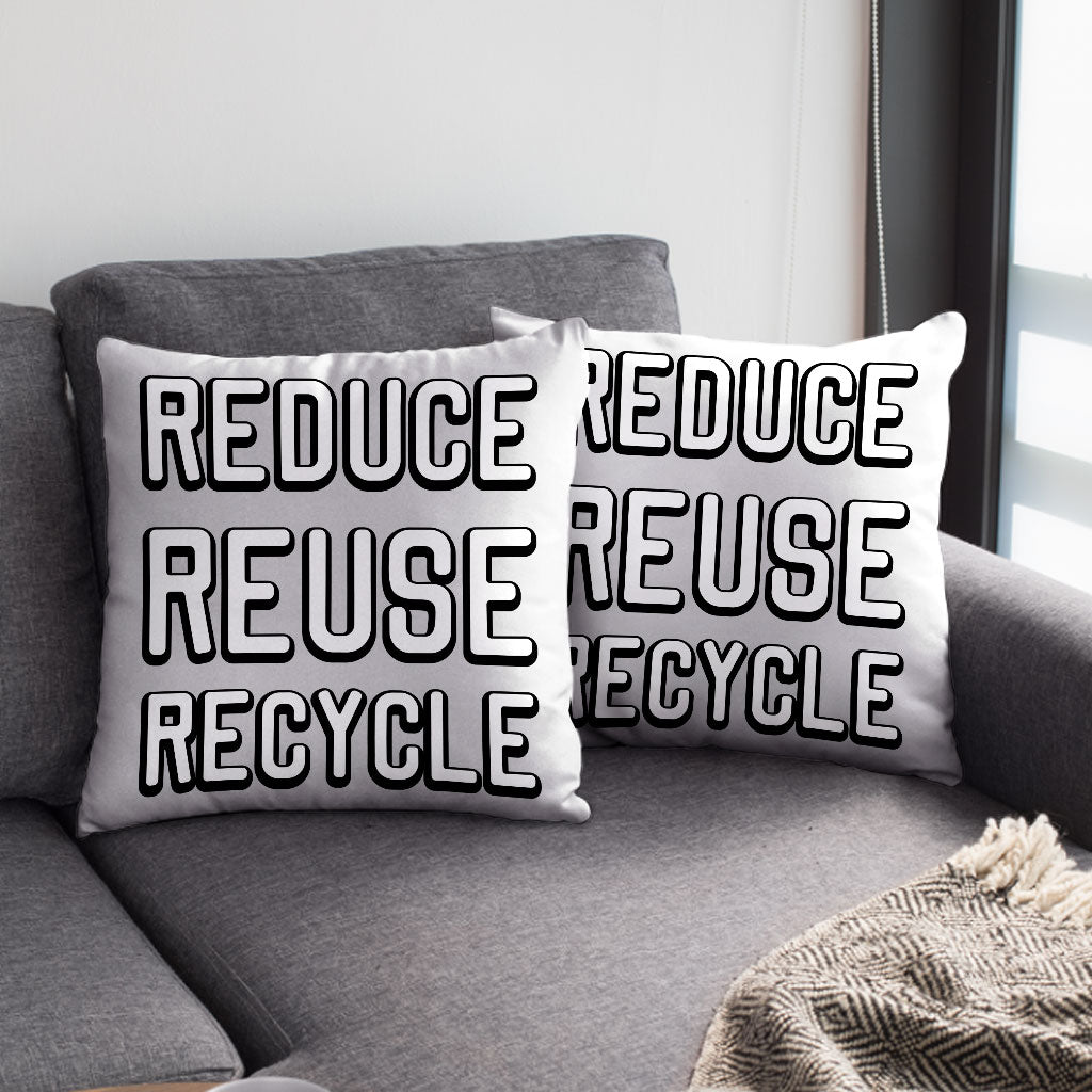 Reduce Reuse Recycle Square Pillow Cases - Cute Design Pillow Covers - Best Design Pillowcases