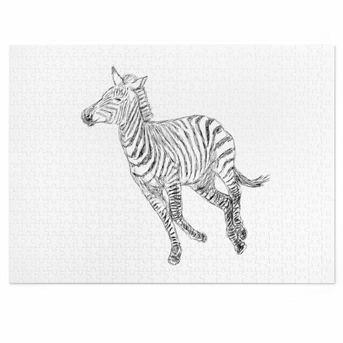 Home Decor, Puzzle Print for Children or Adults, Galloping Zebra Line