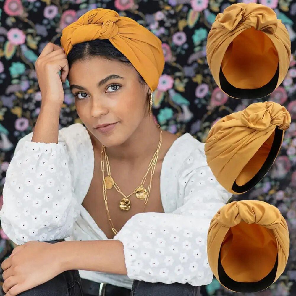 Versatile Solid Color Turban Bandana for Women