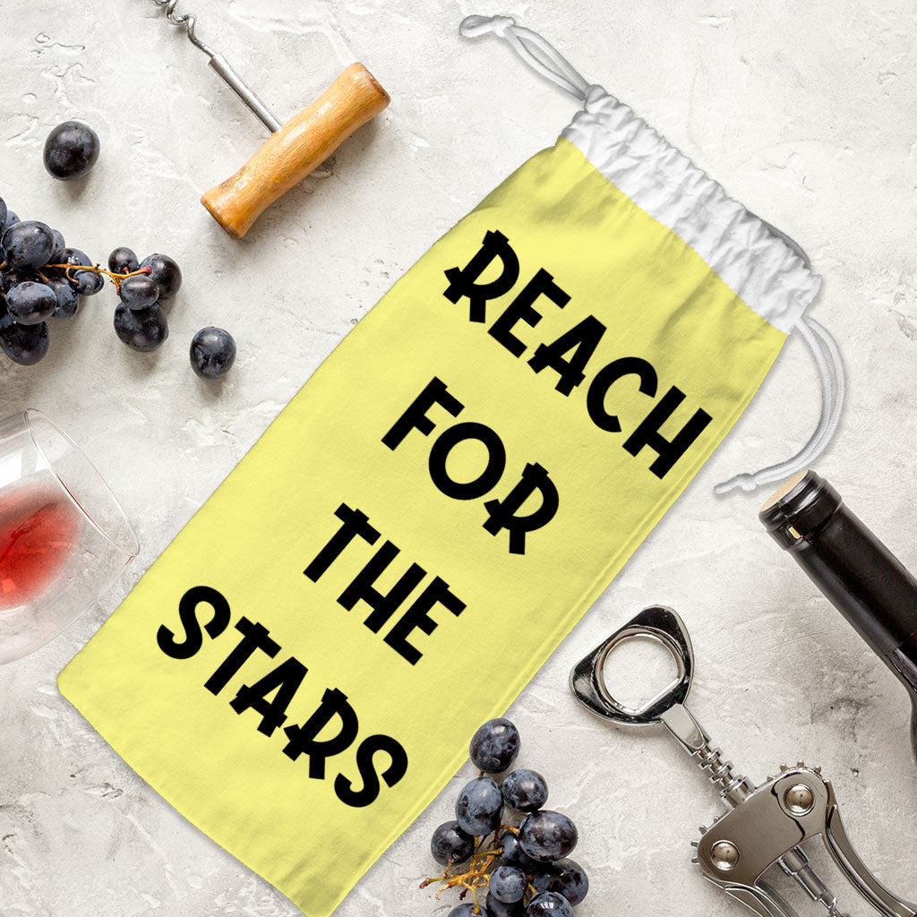 Reach for the Stars Wine Tote Bag - Motivational Quote Wine Tote Bag - Cool Wine Tote Bag