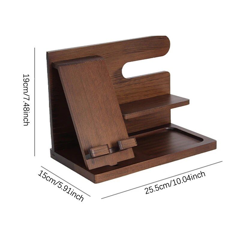 Elegant Multifunction Wooden Bedside Organizer