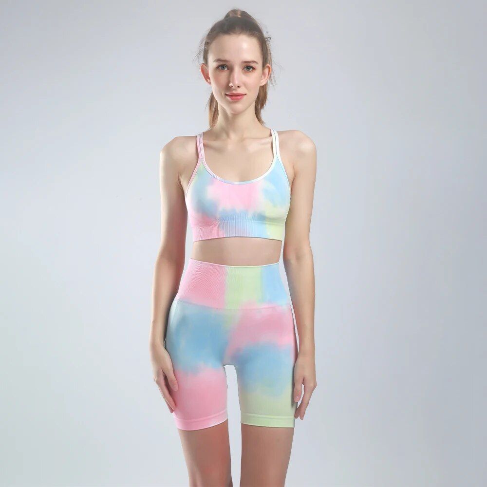 Tie-Dye Seamless Yoga & Gym Two-Piece Set for Women