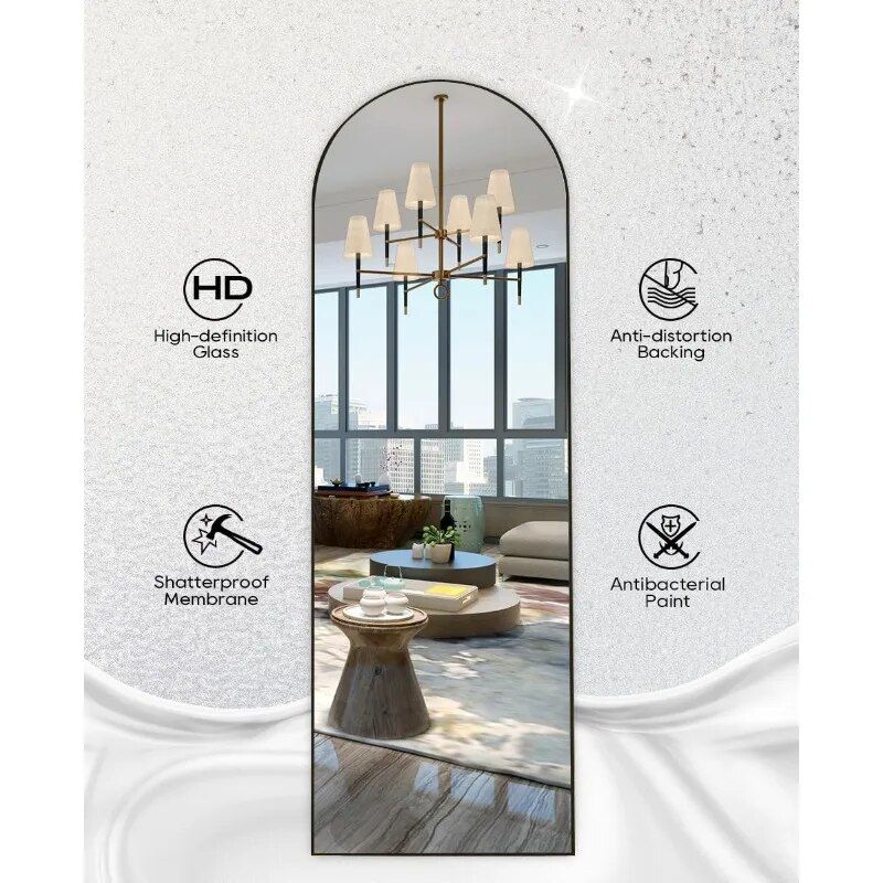 Gold Aluminum Frame Full-Length Arched Mirror