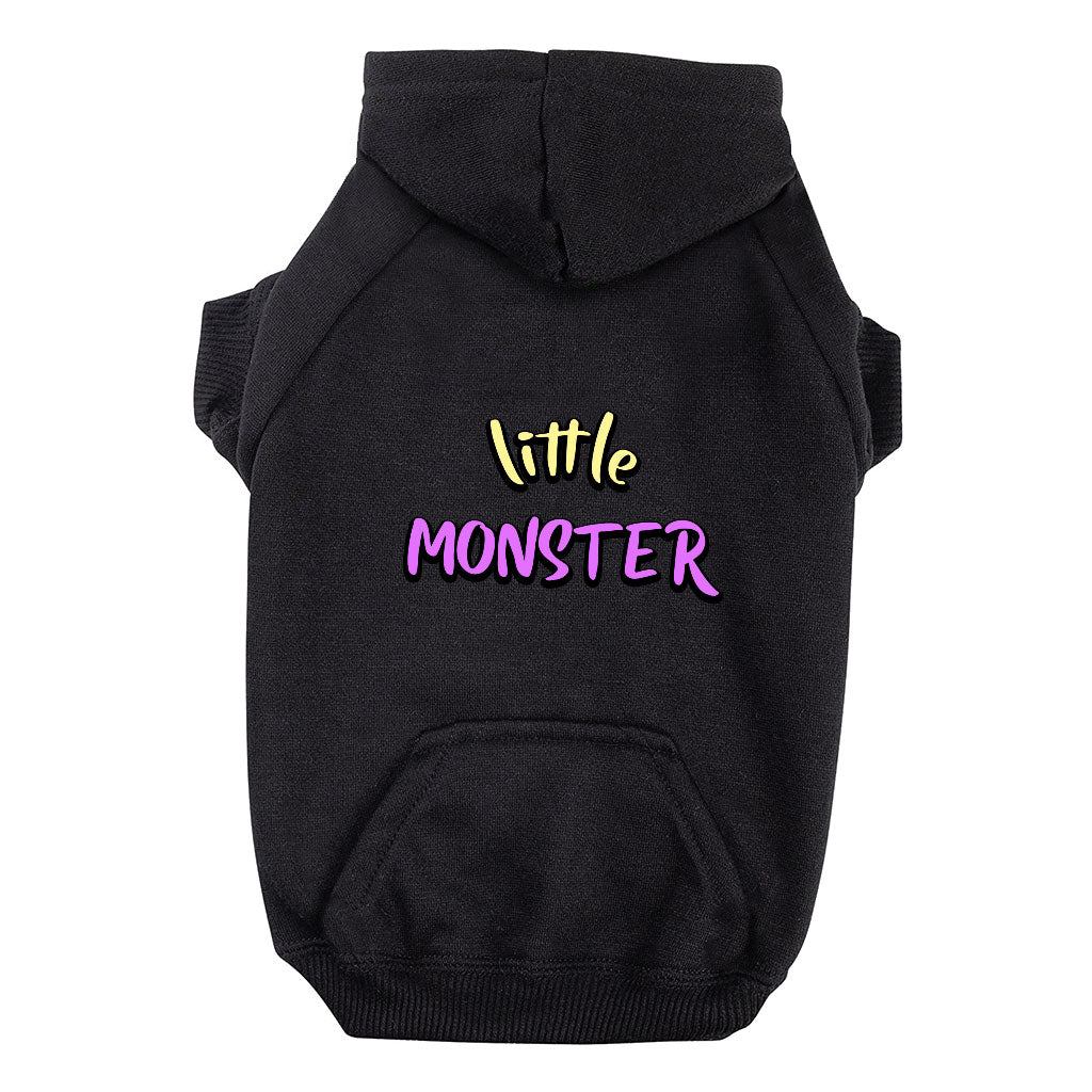 Little Monster Dog Hoodie with Pocket - Unique Dog Coat - Word Print Dog Clothing