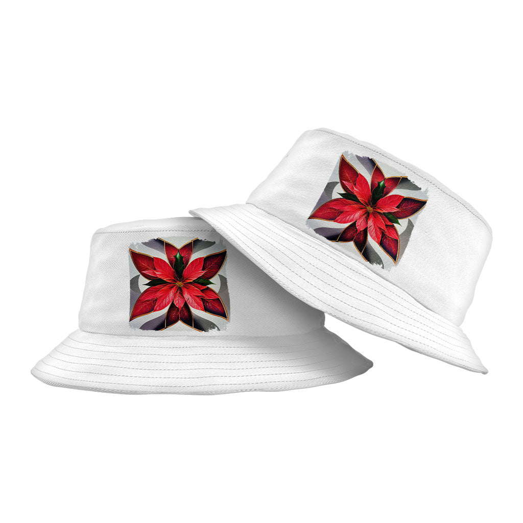 Poinsettia Bucket Hat - Floral Hat - Unique Bucket Hat