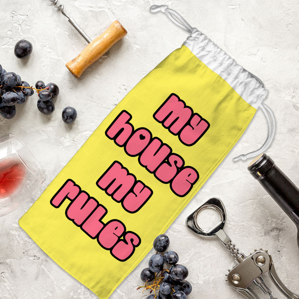 My House Rules Wine Tote Bag - Cute Wine Tote Bag - Best Design Wine Tote Bag