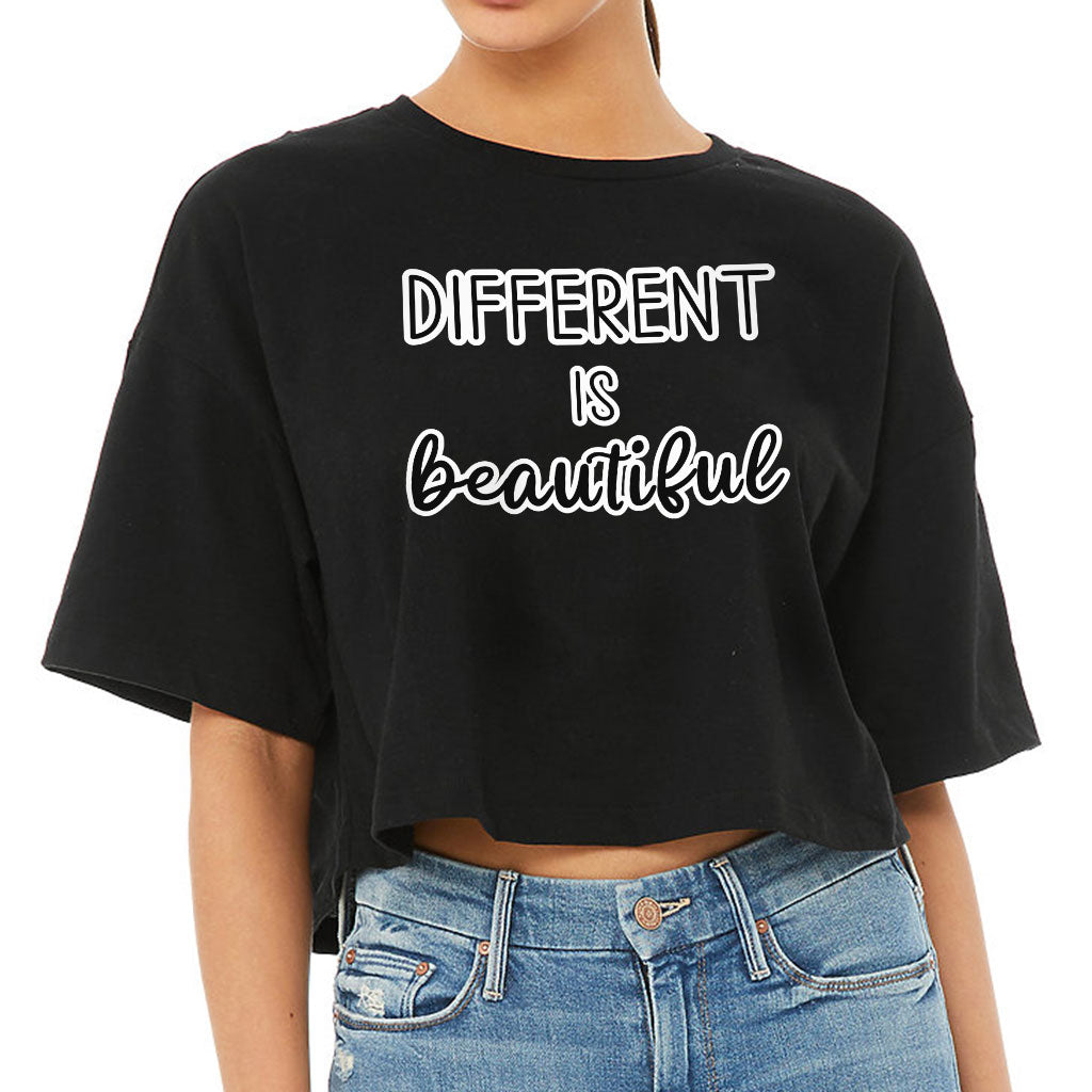 Different Is Beautiful Women's Crop Tee Shirt - Cute Design Cropped T-Shirt - Graphic Crop Top