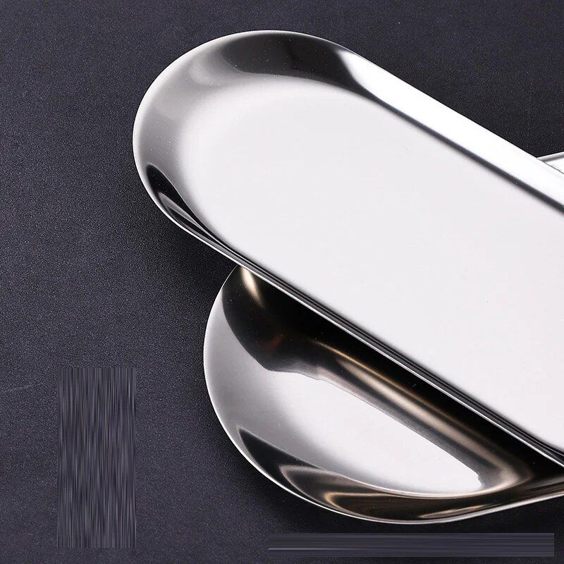 Multi-Purpose Stainless Steel Tray – Elegant Organizer for Jewelry, Cosmetics, and Snacks