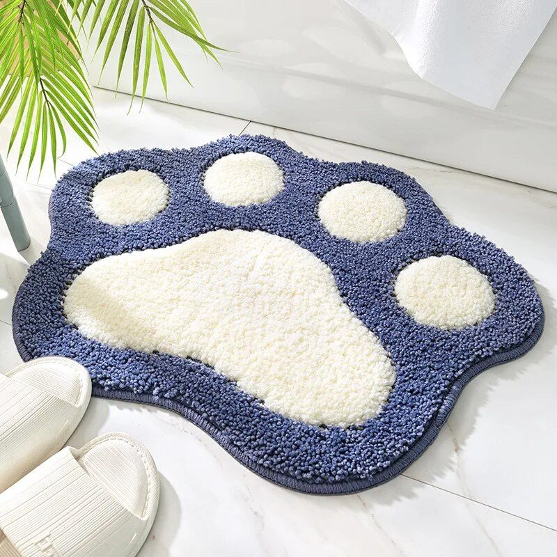 Pink Cartoon Cat Foot-Shaped Absorbent Bath Mat