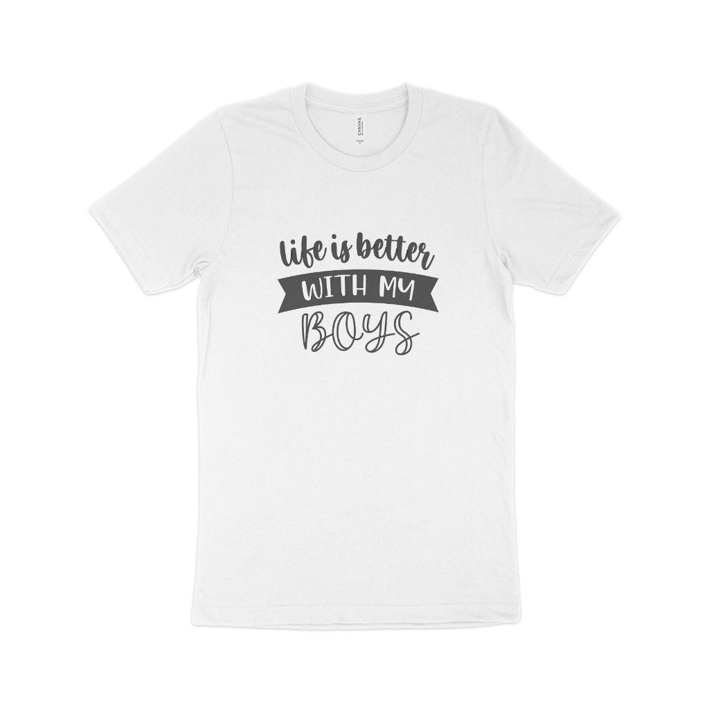 Life is Better with My Boys Women's Jersey T-Shirt Made in USA