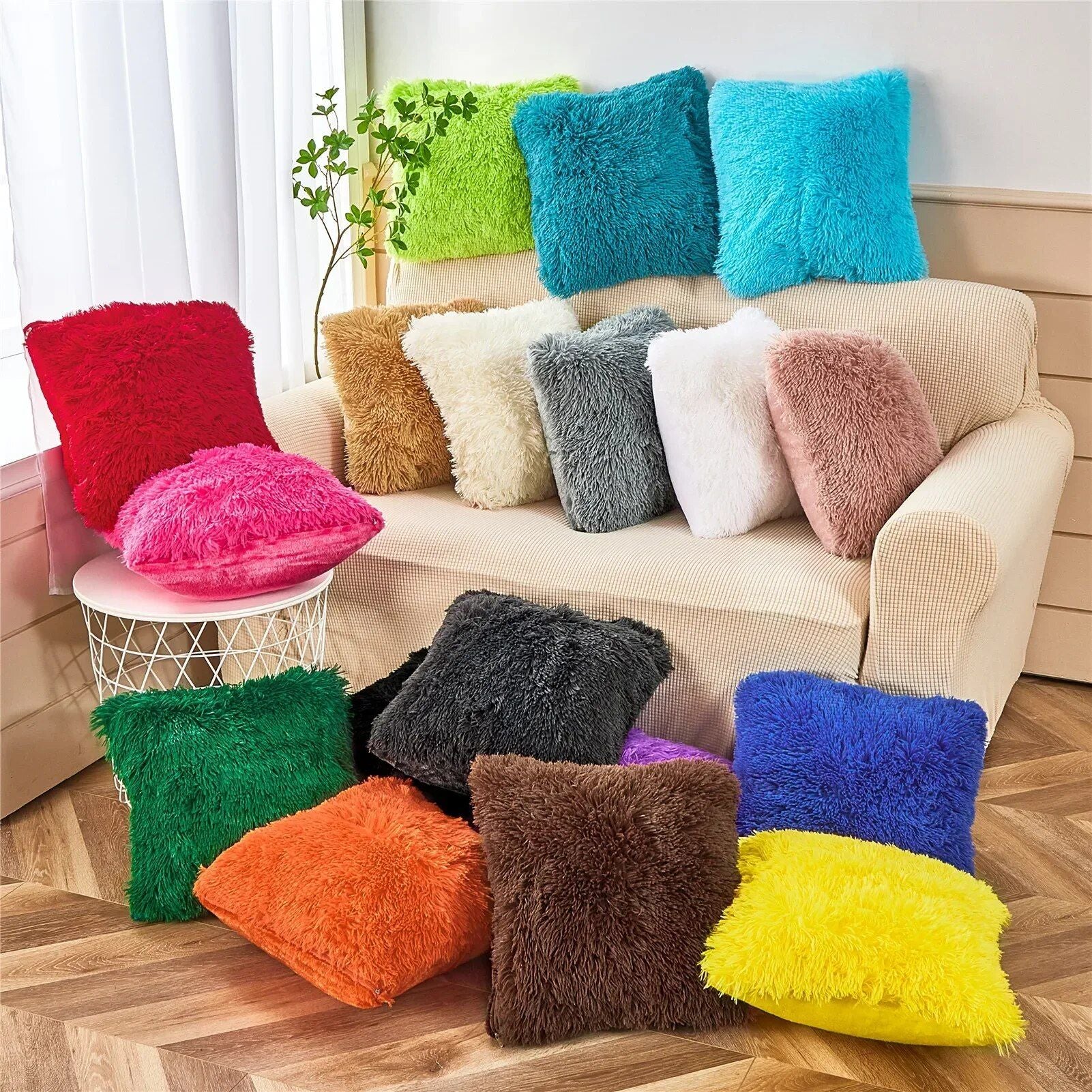 Luxurious Plush Fur Cushion Cover