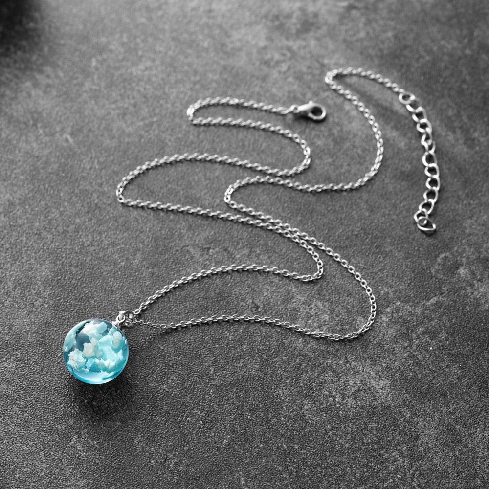 Blue Sky Cloud Resin Necklace