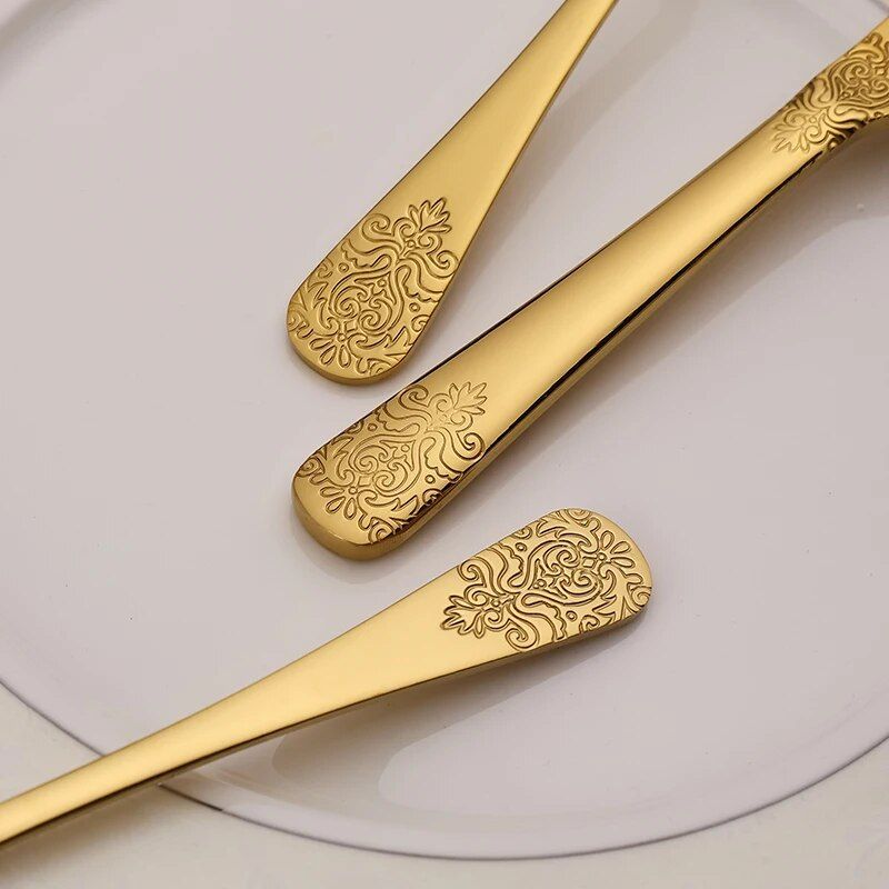 Elegant 5-Piece Golden Stainless Steel Cutlery Set