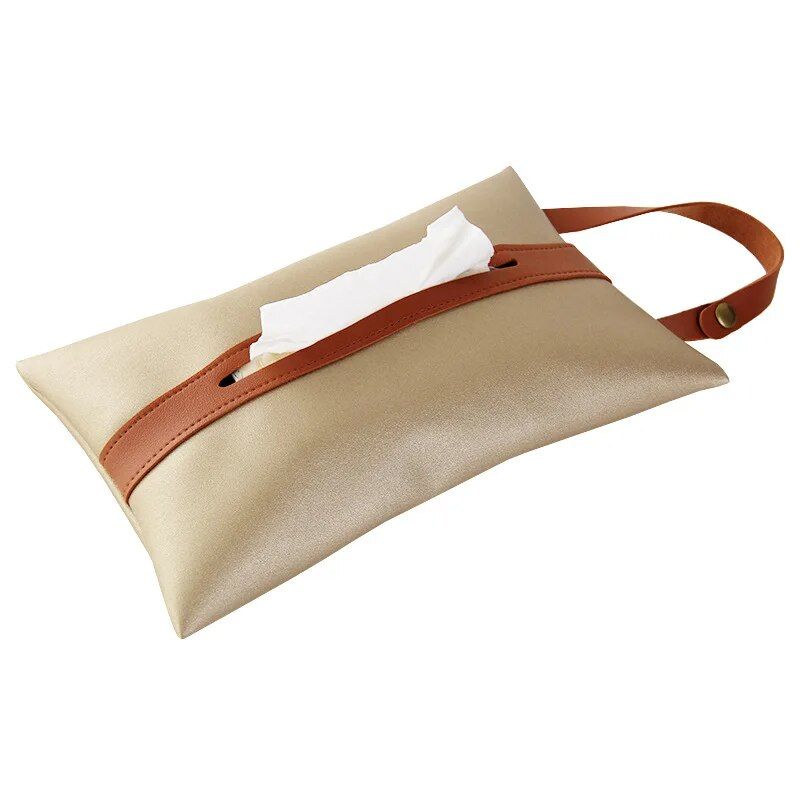 Elegant PU Leather Hanging Tissue Holder for Home and Car