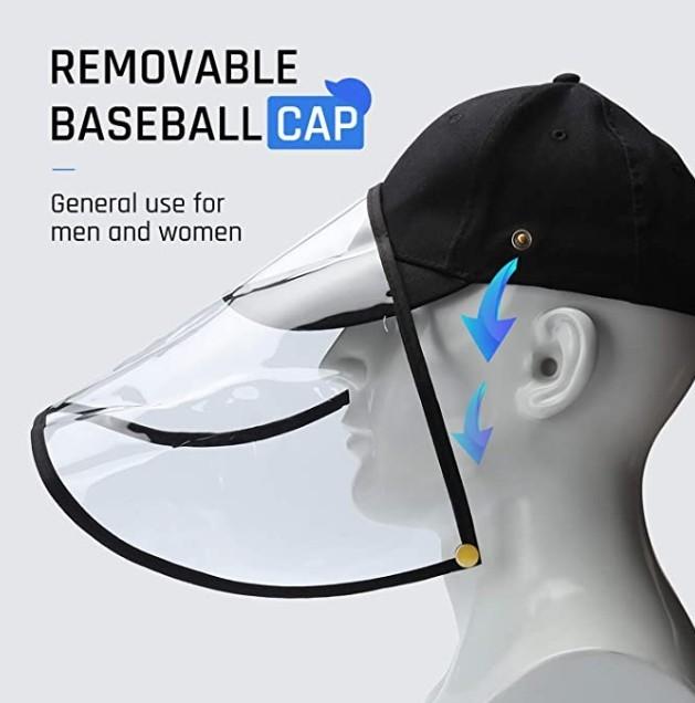 Unisex Baseball Cap with Removable Visor Shield