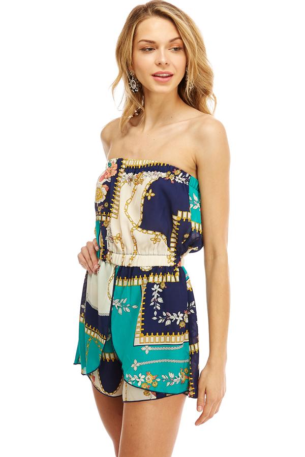 Scarf Printed Tube Romper