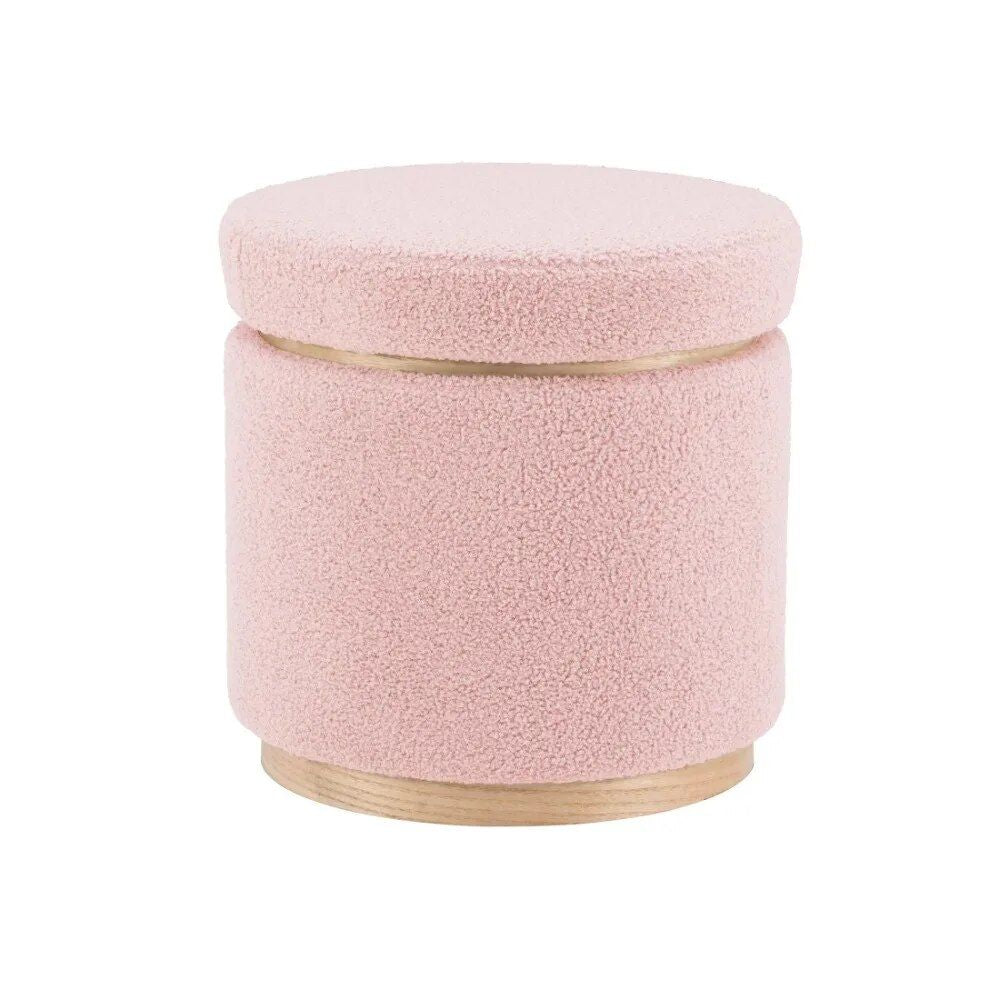 Versatile Blush Sherpa Storage Ottoman Stool