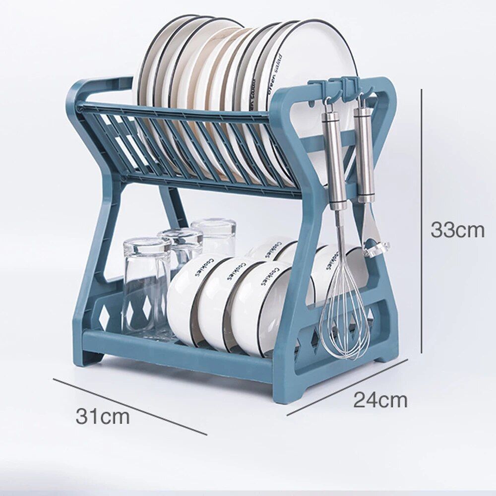 Versatile Double-Layer Kitchen Dish Rack - Eco-Friendly, Stainless Steel & PP