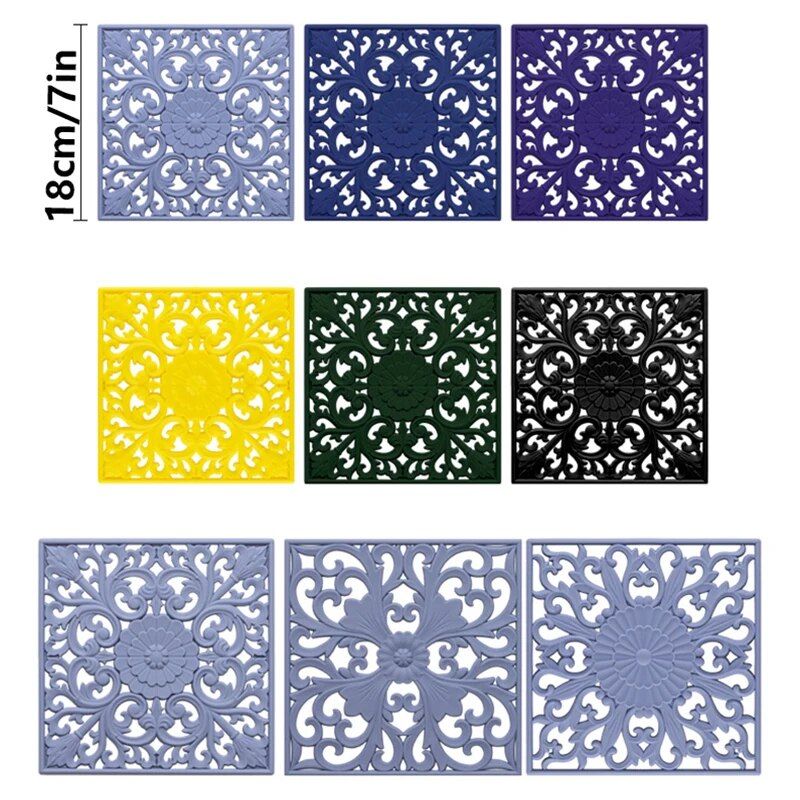 Modern Square Silicone Heat-Resistant Mats - Set of 3, Kitchen and Table Decor