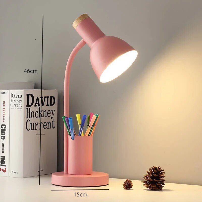 Contemporary Nordic Desk Lamp with Pen Holder - LED Office and Home Decor Light