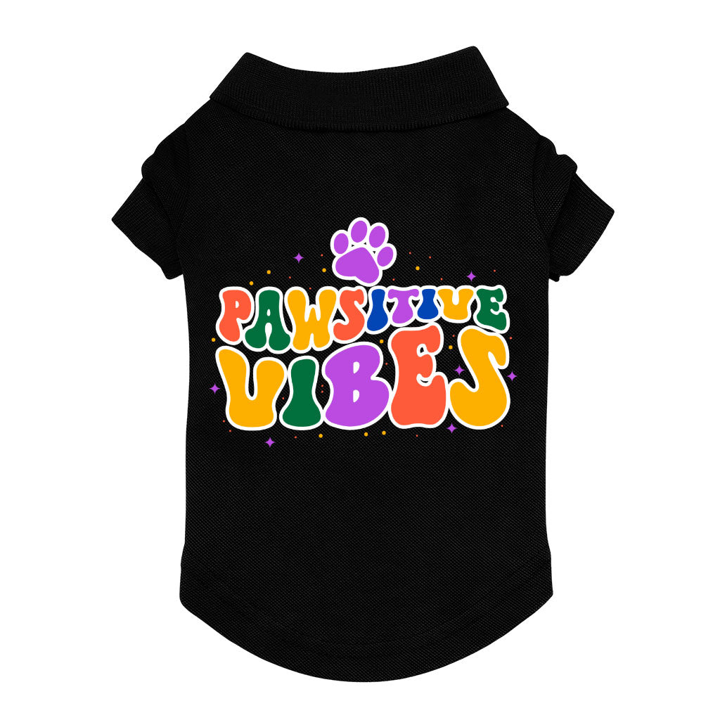 Pawsitive Vibes Dog Polo Shirt - Colorful Text Dog T-Shirt - Cool Dog Clothing