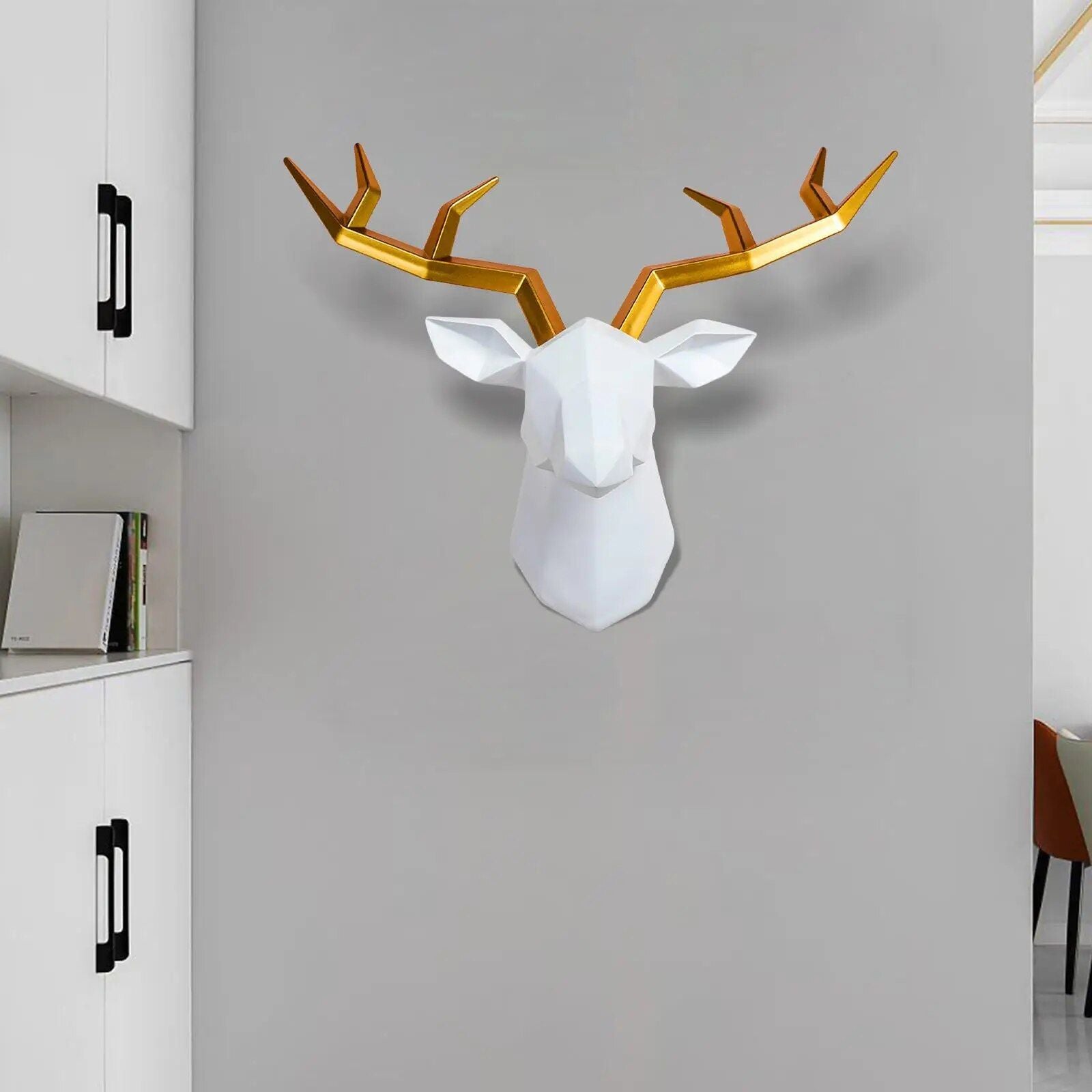 Modern 3D Resin Deer Head Wall Sculpture for Elegant Home Decor