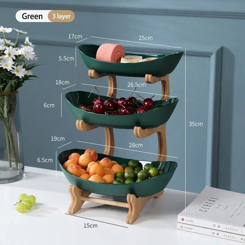 Multi-Layer Fruit and Snack Organizer: Elegant Oval Shaped Kitchen Stand