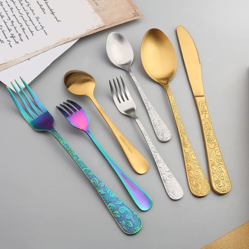 Golden Elegance 24-Piece Cutlery Set