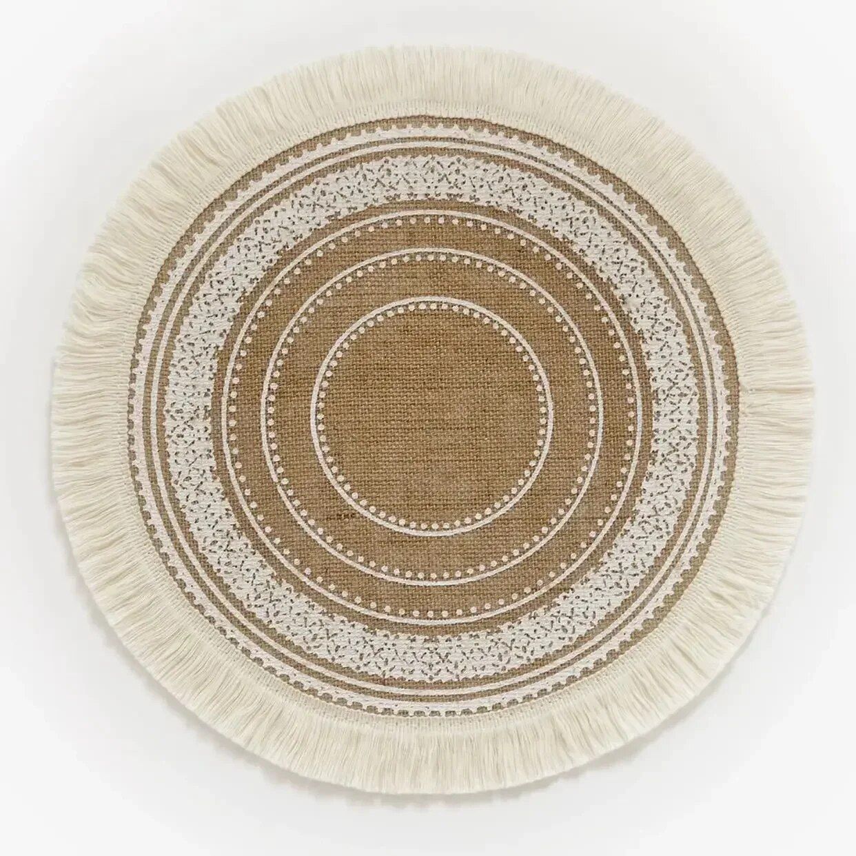 Chic Bohemian 15" Jute Placemat with Pompom Tassel - Eco-Friendly Table Decor