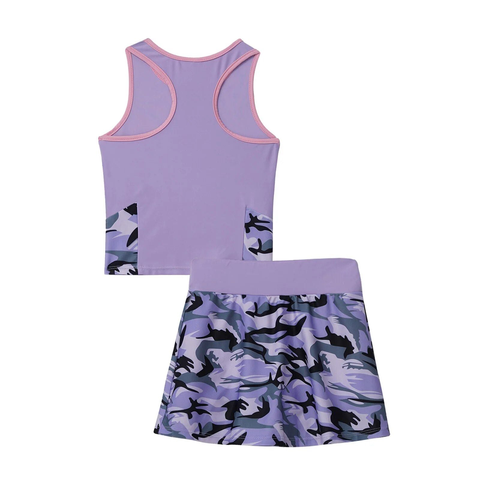 Girls' Active Tennis Outfit: Sleeveless Top & Skirt Set for Sports and Play