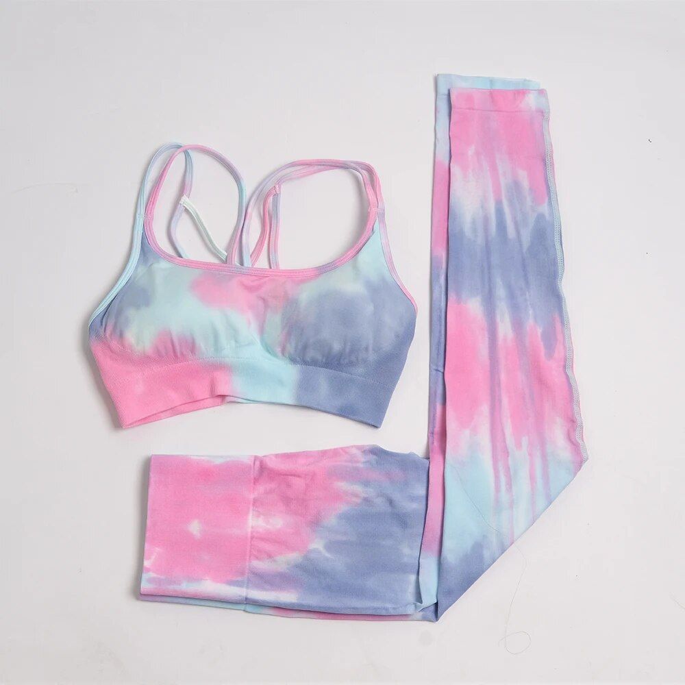 Tie-Dye Seamless Yoga & Gym Two-Piece Set for Women