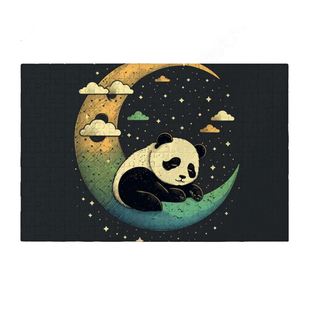 Cute Panda Puzzles - Moon Print Jigsaw Puzzle - Illustration Puzzles