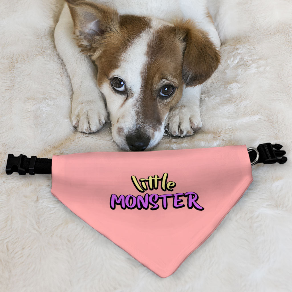 Little Monster Pet Bandana Collar - Unique Scarf Collar - Word Print Dog Bandana