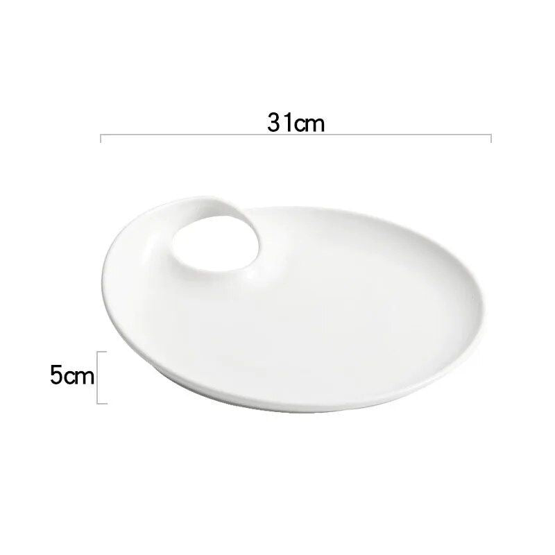 Elegant White Ceramic Round Plate