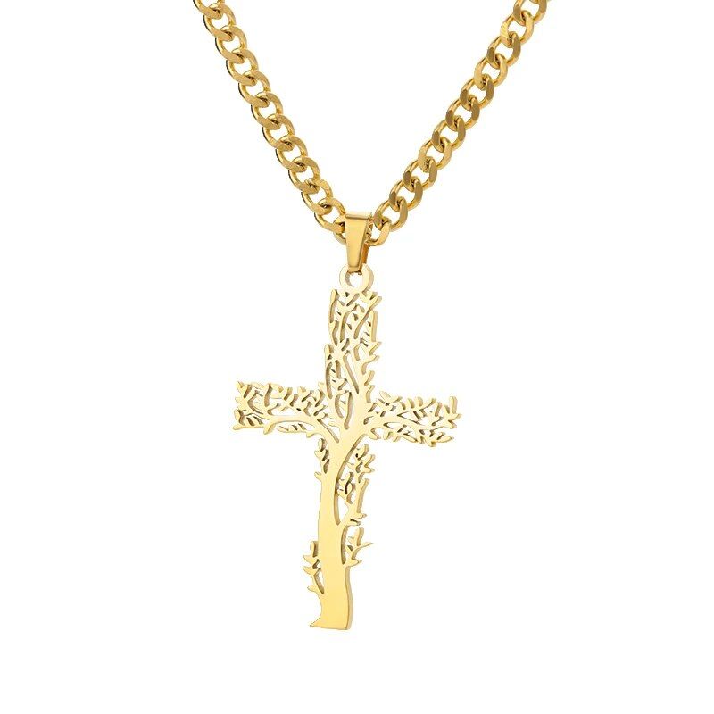 Gold-Plated Zircon Cross Pendant Necklace for Women - 2023 Trending Christmas Jewelry