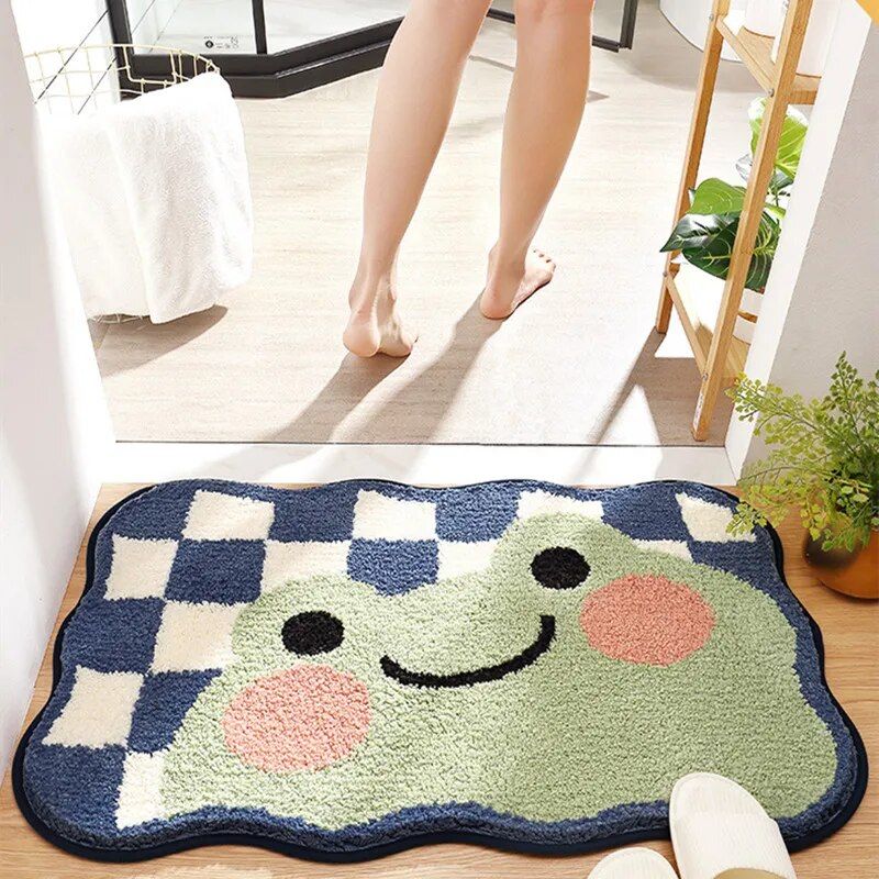 Soft Plush Cartoon Microfiber Bath Mat - Absorbent, Non-Slip, Quick-Dry Bathroom Rug