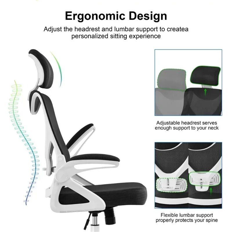 High Back Ergonomic Office Chair with Adjustable Headrest