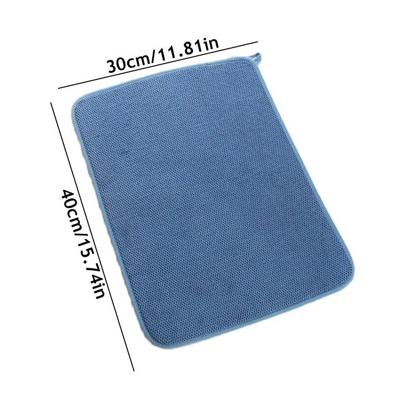 Multi-Color Classic Polyester Dish Drying Mat, 30x40 cm Absorbent Kitchen Pad