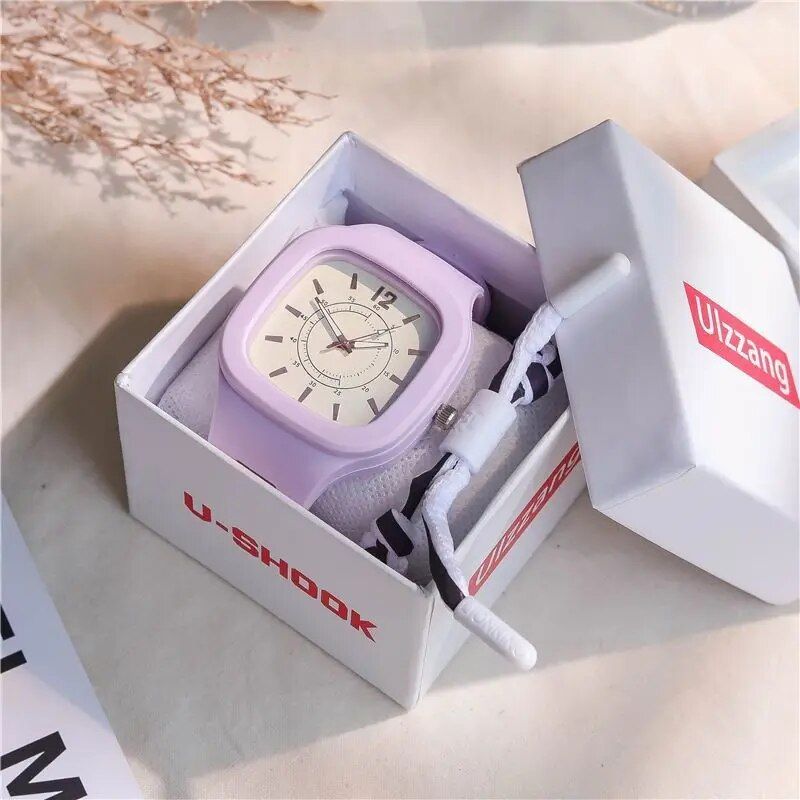 Korean Style Quartz Square Wristwatch