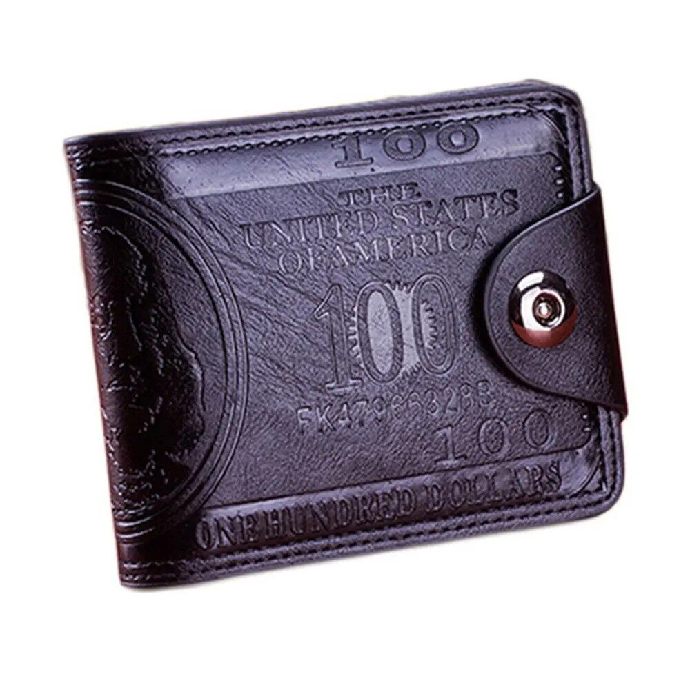 Stylish Men's Compact Wallet with 100 Dollar Bill Design and Multi-Card Slots