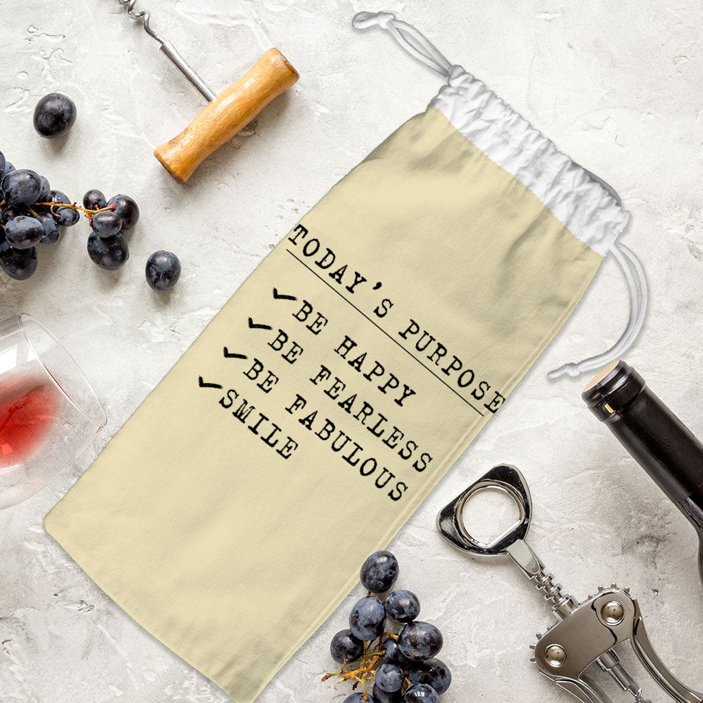 Today's Purpose Wine Tote Bag - Quote Wine Tote Bag - Graphic Wine Tote Bag