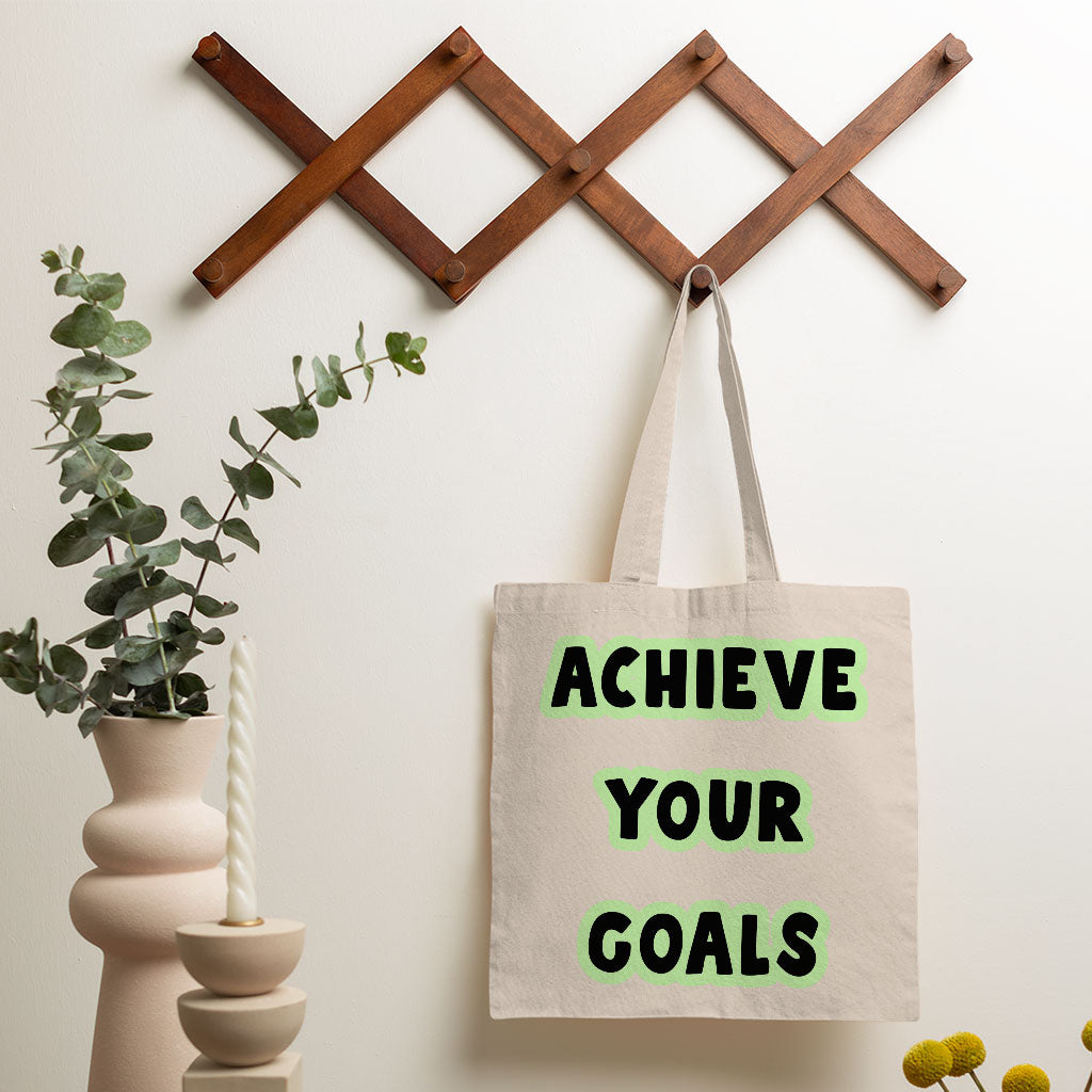 Achieve Your Goals Small Tote Bag - Trendy Design Shopping Bag - Best Print Tote Bag