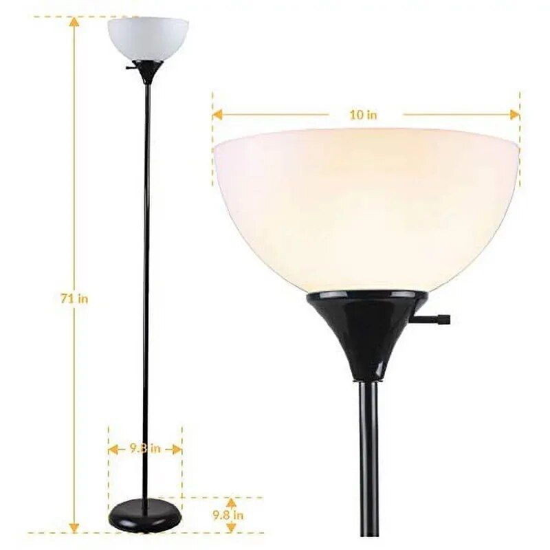 LED Torchiere Floor Lamp 71" - Modern Uplighting for Bedroom and Living Room